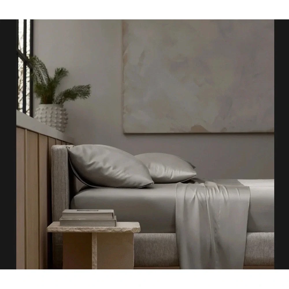 Cozy Earth 100% Premium Bamboo Viscose Pillowcase Set King Light Grey Luxury